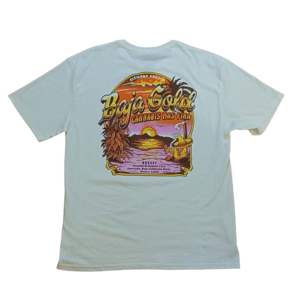 BOXSET BAJA GOLD CANNABIS MAS FINA Graphic Tee sz:MEDIUM  EXCELLENT CONDITION